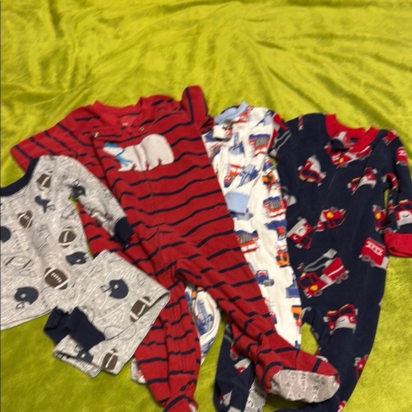 4 Pk Baby Boy Pajamas Sz 12 Mo - Picture 1 of 8